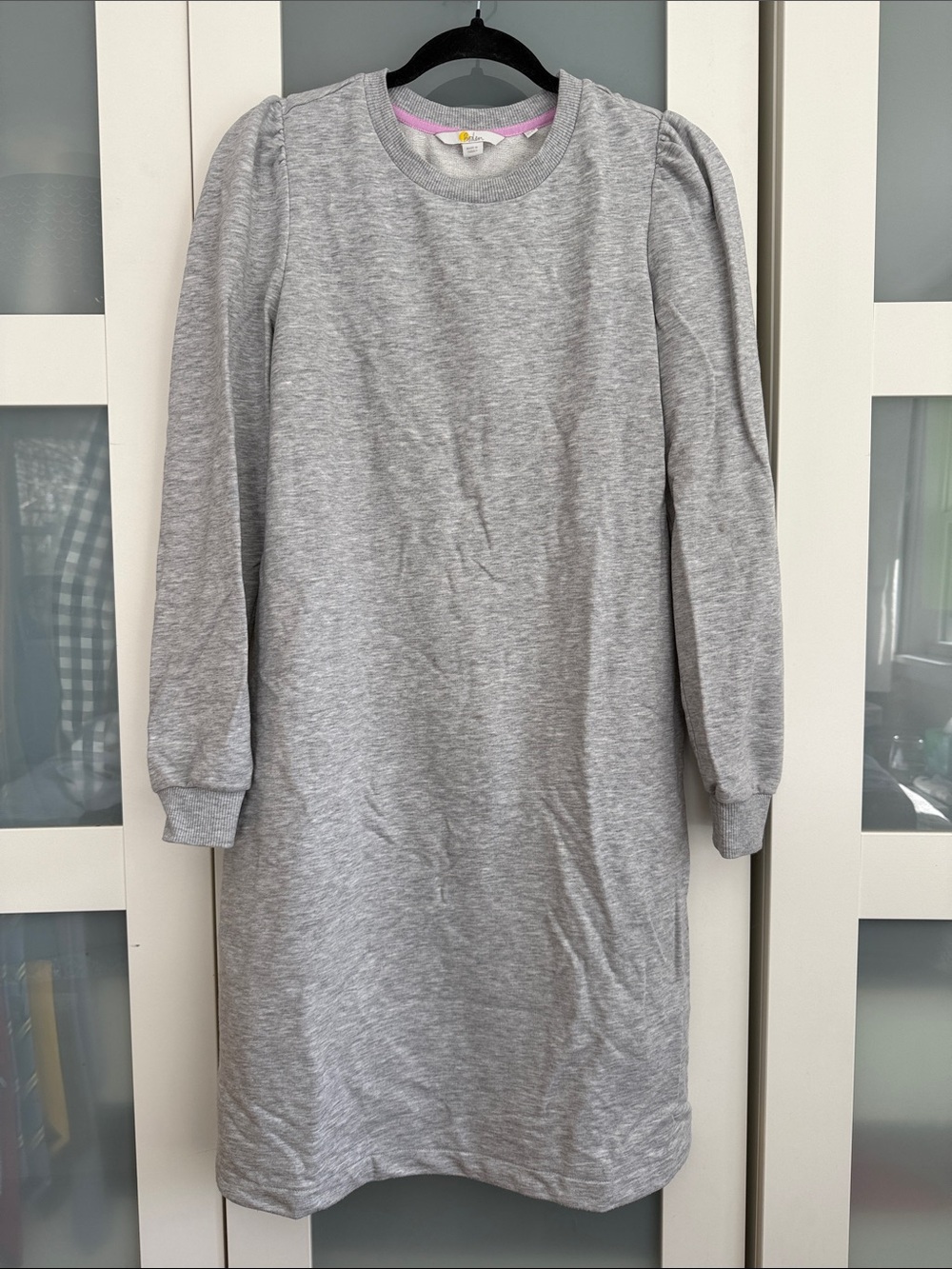 Boden Gray Puff-Sleeve Sweatshirt Dress 8